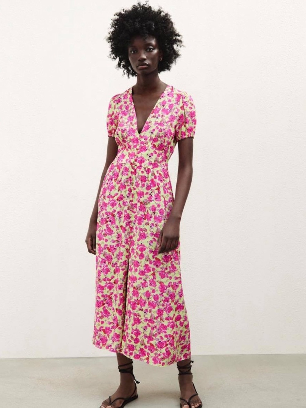 New Zara Floral Maxi Dress Sz M 100% Viscose - Picture 1 of 12
